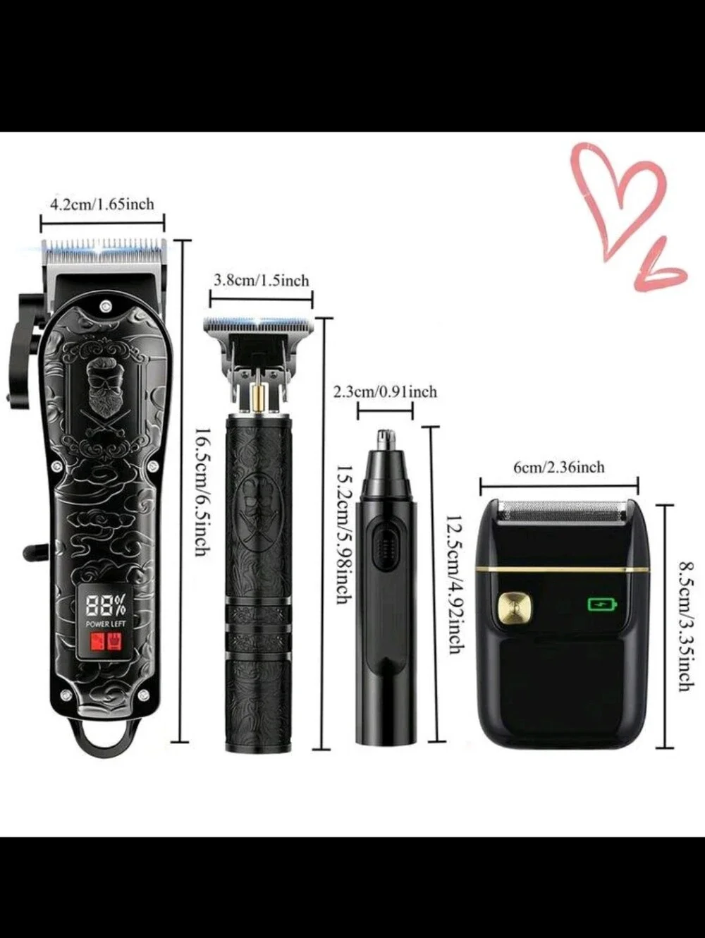 Black Professional Men’s Grooming Kit - Multi-Tool Trimmer & Shaver
